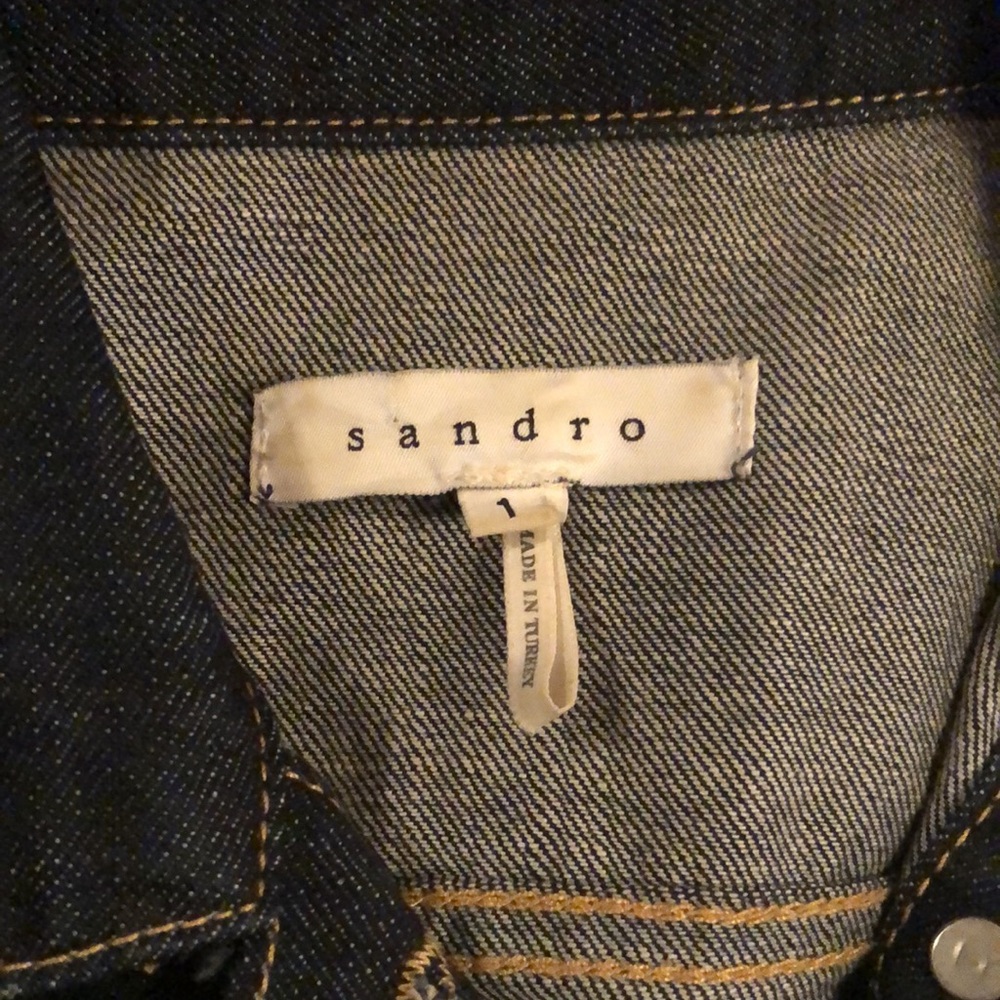 Sandro Tiger Embroidered Denim Jacket Back Tiger Animal Print Jean Jacket size S - Picture 9 of 11